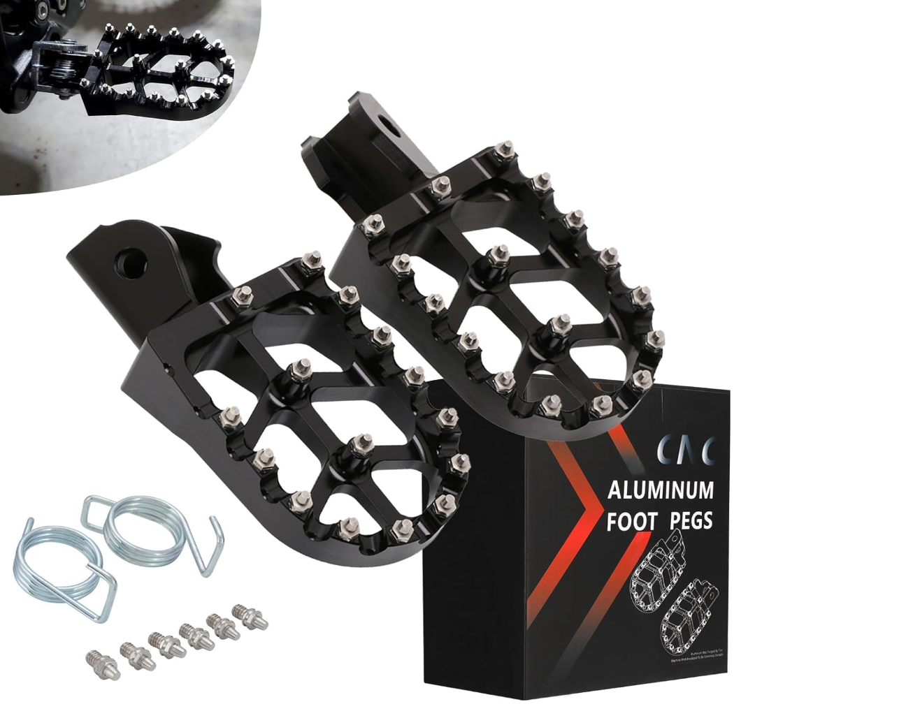 Dirt Bike Foot Pegs with Springs Aluminum