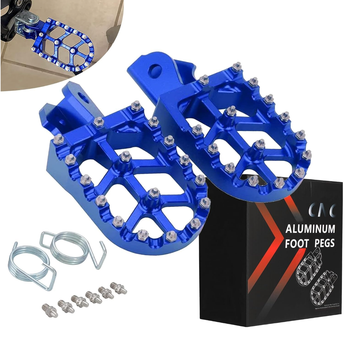 Dirt Bike Foot Pegs with Springs Aluminum
