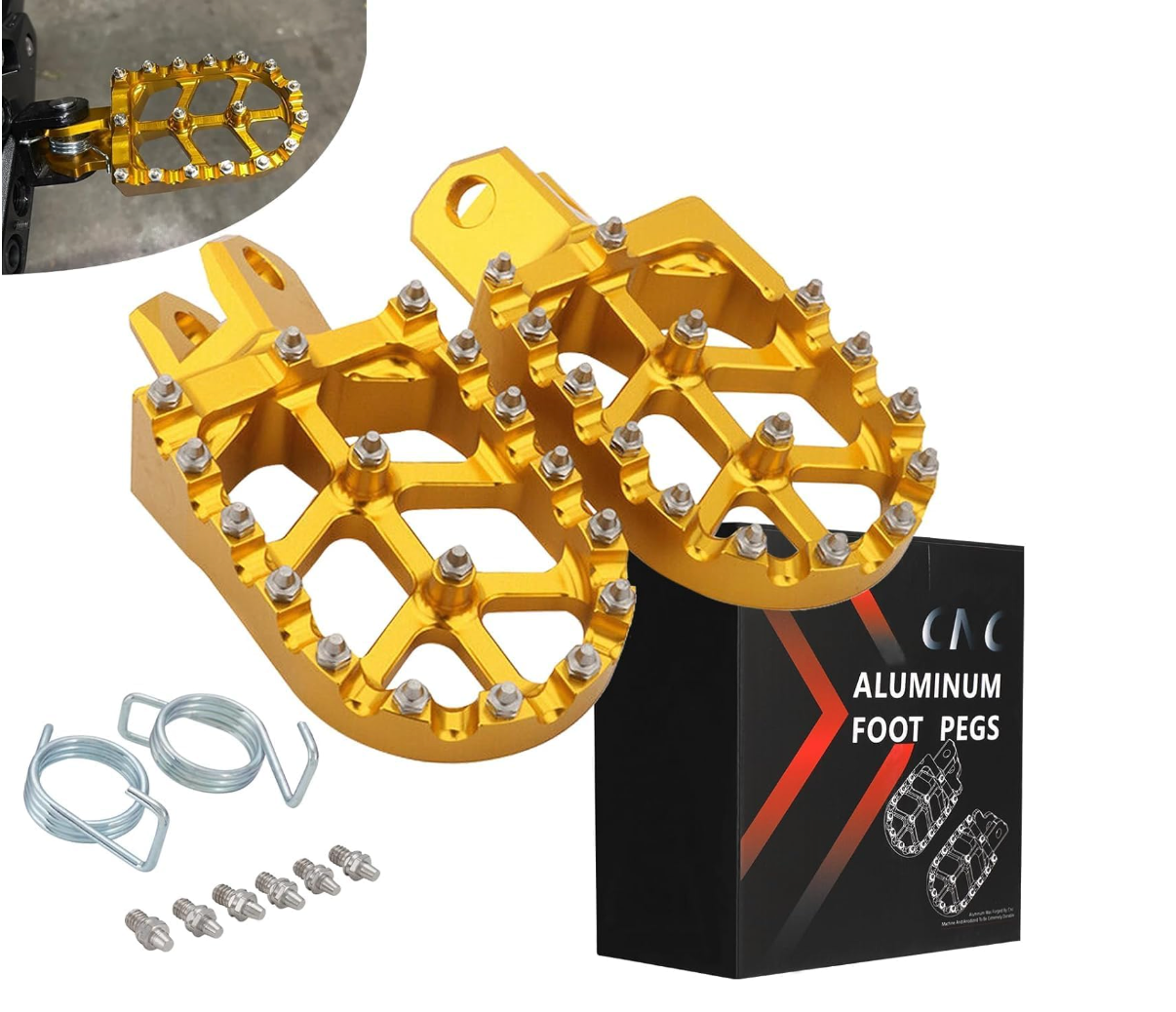 Dirt Bike Foot Pegs with Springs Aluminum