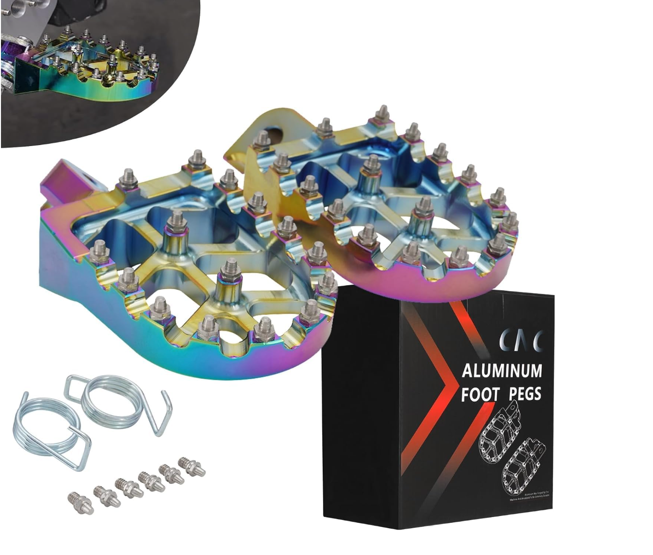 Dirt Bike Foot Pegs with Springs Aluminum