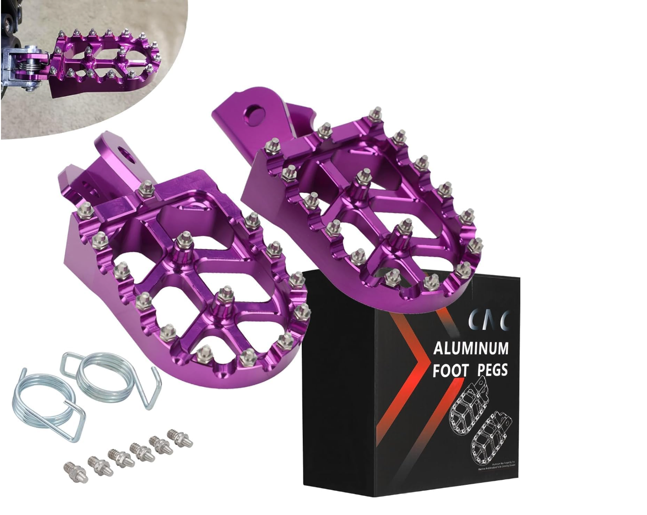 Dirt Bike Foot Pegs with Springs Aluminum