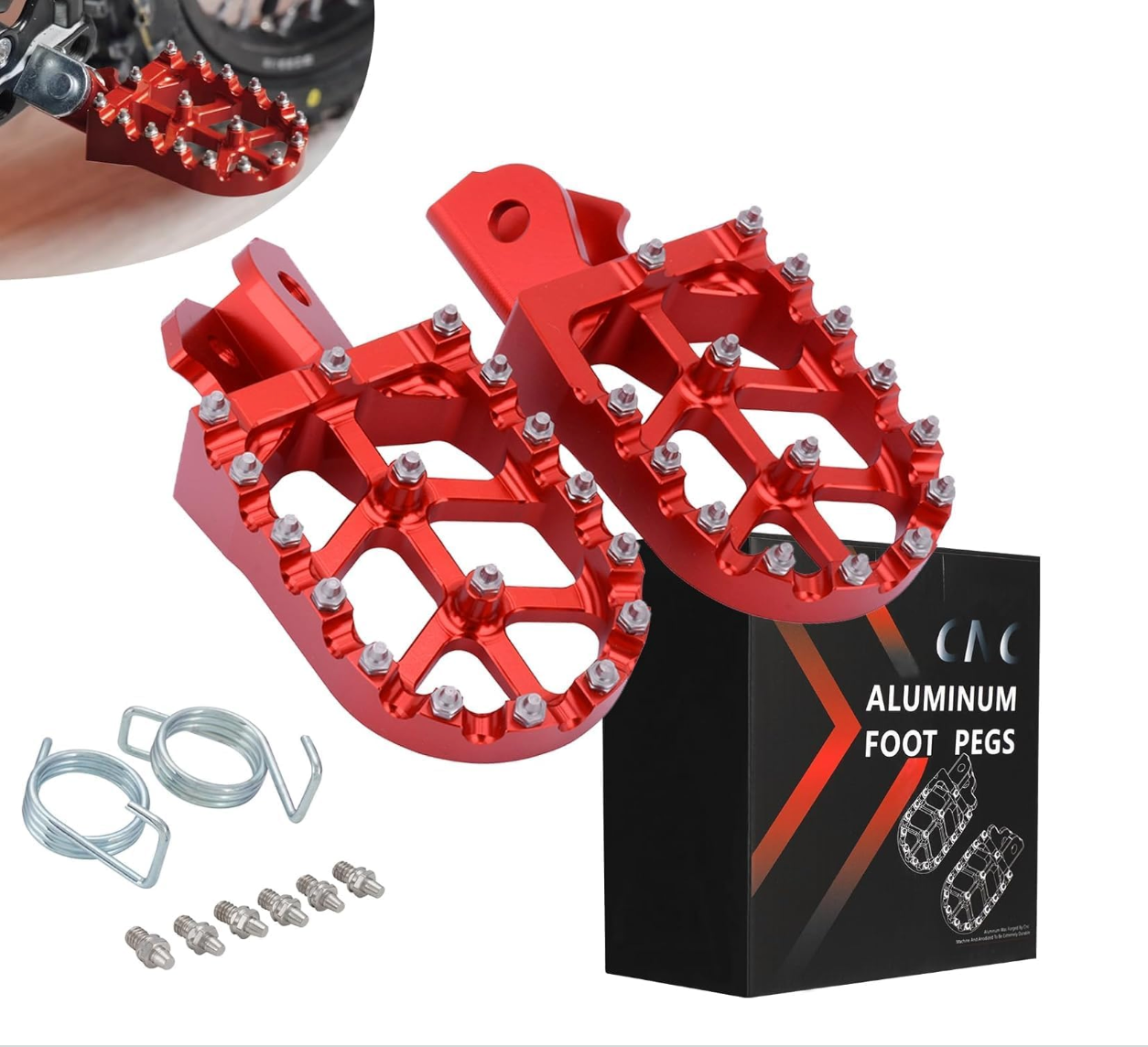 Dirt Bike Foot Pegs with Springs Aluminum