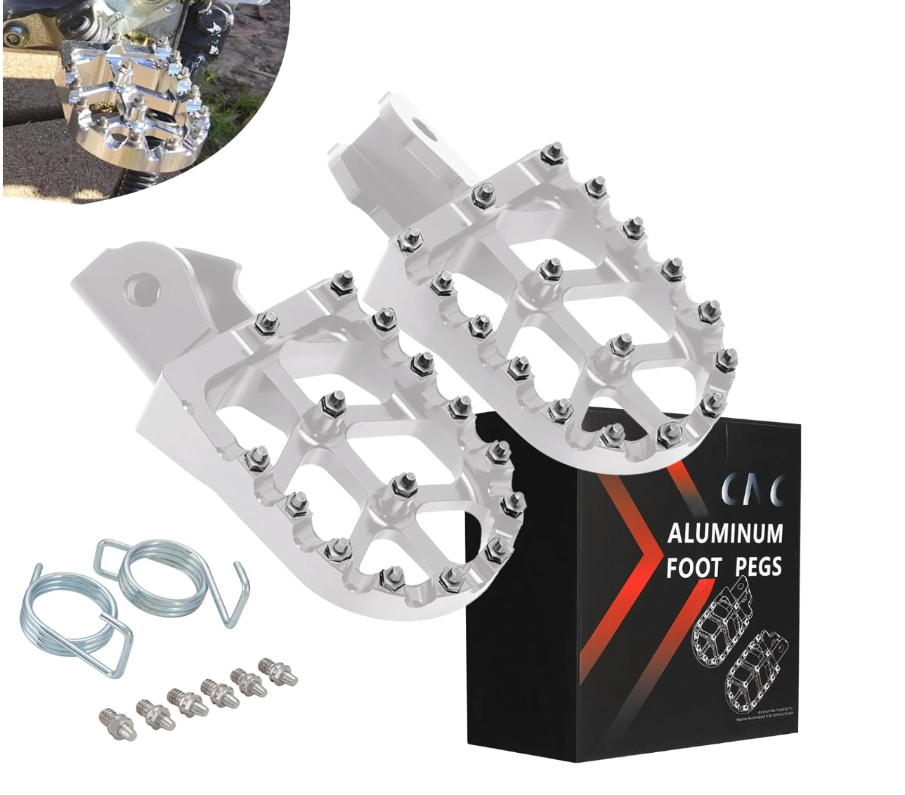 Dirt Bike Foot Pegs with Springs Aluminum